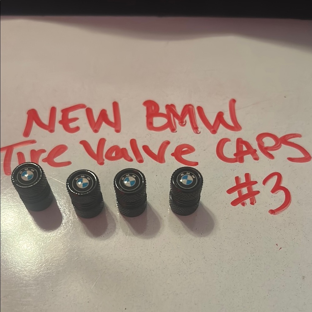 BMW Black Tire Valve Caps with Logo